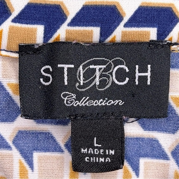 Large Stitch Collection Sleeveless Blouse Blue Orange White Geometric Boho - Picture 12 of 14